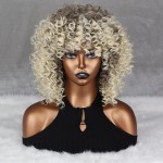 Xinran Blonde Curly Afro Wigs for Black Women, Ombre Blonde Afro 70s Wigs for Women, 70s Kinky Curly Wigs Brown Mixd Blonde
