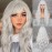 MERISIHAIR Long Silver White Hair Wigs for Women Synthetic Platinum White Wig with Bangs Wavy Costume Cosplay Wig For Girls Daily Use Wear, Halloween & Cosplay