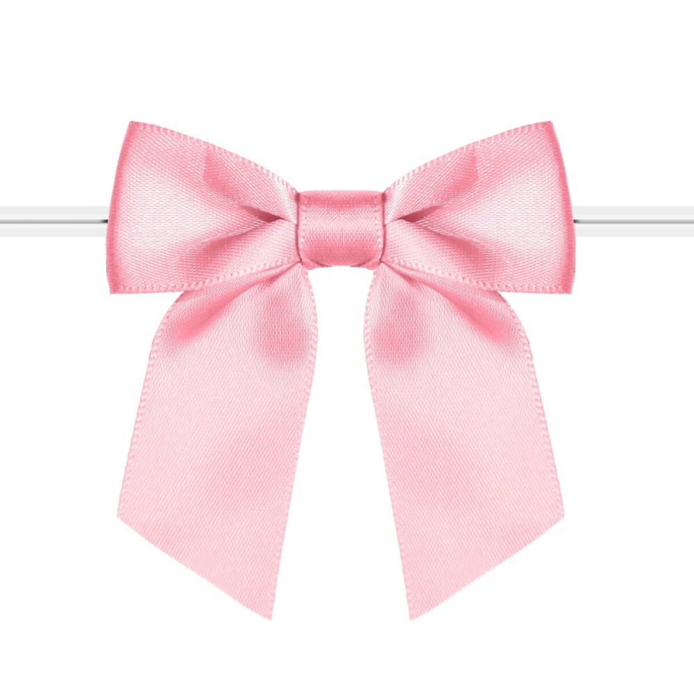 Rainbow Pana 60 Pack Twist Tie Bows for Treat Bags 3 Pink Satin Ribbon Bows for Package Craft Gift Wrapping Decoration