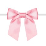 Rainbow Pana 60 Pack Twist Tie Bows for Treat Bags 3 Pink Satin Ribbon Bows for Package Craft Gift Wrapping Decoration