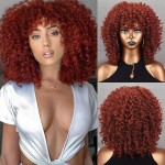 Xinran Curly Ginger Wig for Women, Afro Auburn Wigs 70s for Women, Afro Curly Wigs Natural Looking for Daily Cosplay
