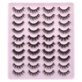 JIMIRE False Eyelashes Natural Fluffy Wispy Faux Mink Lashes 5D 14mm-18mm 5 Styles Mixed Lashes for Small Eyes Natural Look Fake Eyelashes 20 Pairs Multipack