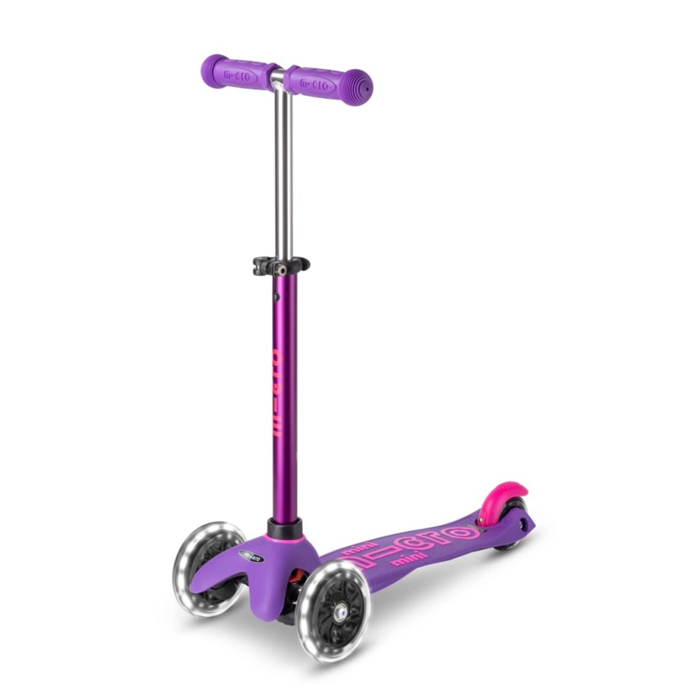 Micro Kickboard | Mini Deluxe LED | Three-Wheeled | Lean-to-Steer Swiss-Designed Micro Scooter | Motion-Activated Light-Up Wheels | Toddlers & Children Ages 2-5 (Purple/Pink)