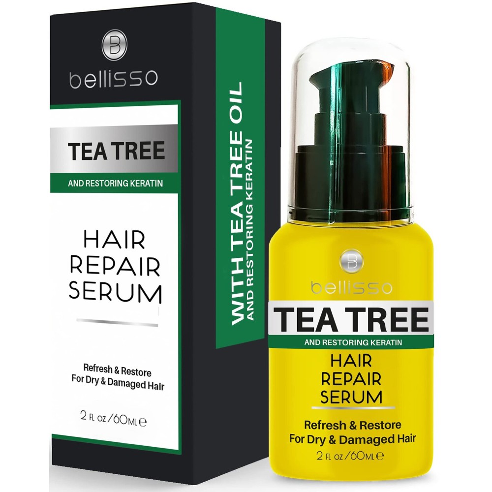 Tea Tree Oil Hair Serum - Moisturizer Treatment for Fighting Dandruff and Repair Dry, Damaged Hair and Itchy Scalp - Care and Styling Products for Women and Men - With Anti Frizz Keratin for Shine