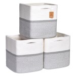 NaturalCozy Storage Cubes 11 Inch Cotton Rope Woven Baskets for Organizing, 3-Pack | Cube Storage Bin | Square Storage Baskets for Shelves Organizer, Classroom, Kids Toy Bins, Closet, Baby Nursery