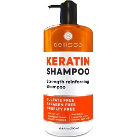 Keratin Enriched Shampoo - Sulfate and Paraben Free - Anti Frizz Treatment for Women and Men - Professional Salon Grade Repair Formula with Silk Protein for Dry, Frizzy Damaged and Color Treated Hair