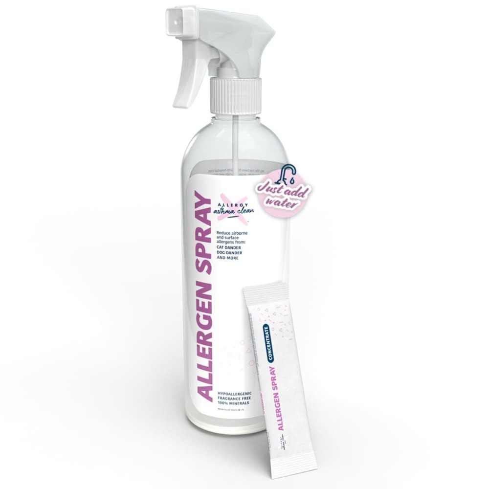 Allergy Asthma Clean Allergen Spray, Pets, Dust Allergies & More, Air & Surface, Just Add Water, Bottle with One Refill, Over 64oz Total