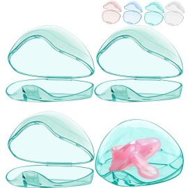 Smlpuame Pacifier Case,4 Pack BPA Free Pacifier Holder Case,Transparent Container Box for Baby BinkyNot Included),Essential Pacifier Accessories,Alway Keep Paci Clean,Easy to Clean(Green)