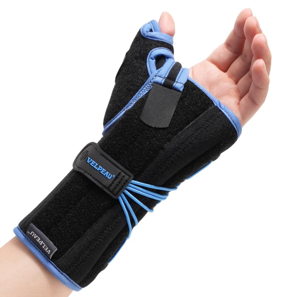 Velpeau Carpal Tunnel Wrist Brace with Thumb Stabilizer Night Support, Stabilizes Wrist Thumb Joint, Pain Relief for Tendonitis, De Quervain\'s Tenosynovitis, Arthritis (Drawstring, Left Hand, M)