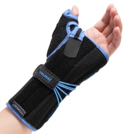 Velpeau Carpal Tunnel Wrist Brace with Thumb Stabilizer Night Support, Stabilizes Wrist Thumb Joint, Pain Relief for Tendonitis, De Quervain\'s Tenosynovitis, Arthritis (Drawstring, Left Hand, M)