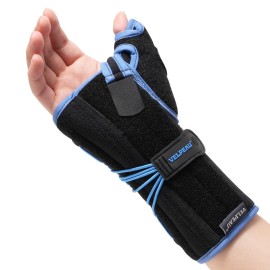 Velpeau Carpal Tunnel Wrist Brace with Thumb Stabilizer Night Support, Stabilizes Wrist Thumb Joint, Pain Relief for Tendonitis, De Quervain\'s Tenosynovitis, Arthritis (Drawstring, Right Hand, M)