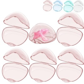 Smlpuame Pacifier Case,6 Pack BPA Free Pacifier Holder Case,Transparent Container Box for Baby BinkyNot Included),Essential Pacifier Accessories,Alway Keep Paci Clean,Easy to Clean(Pink)