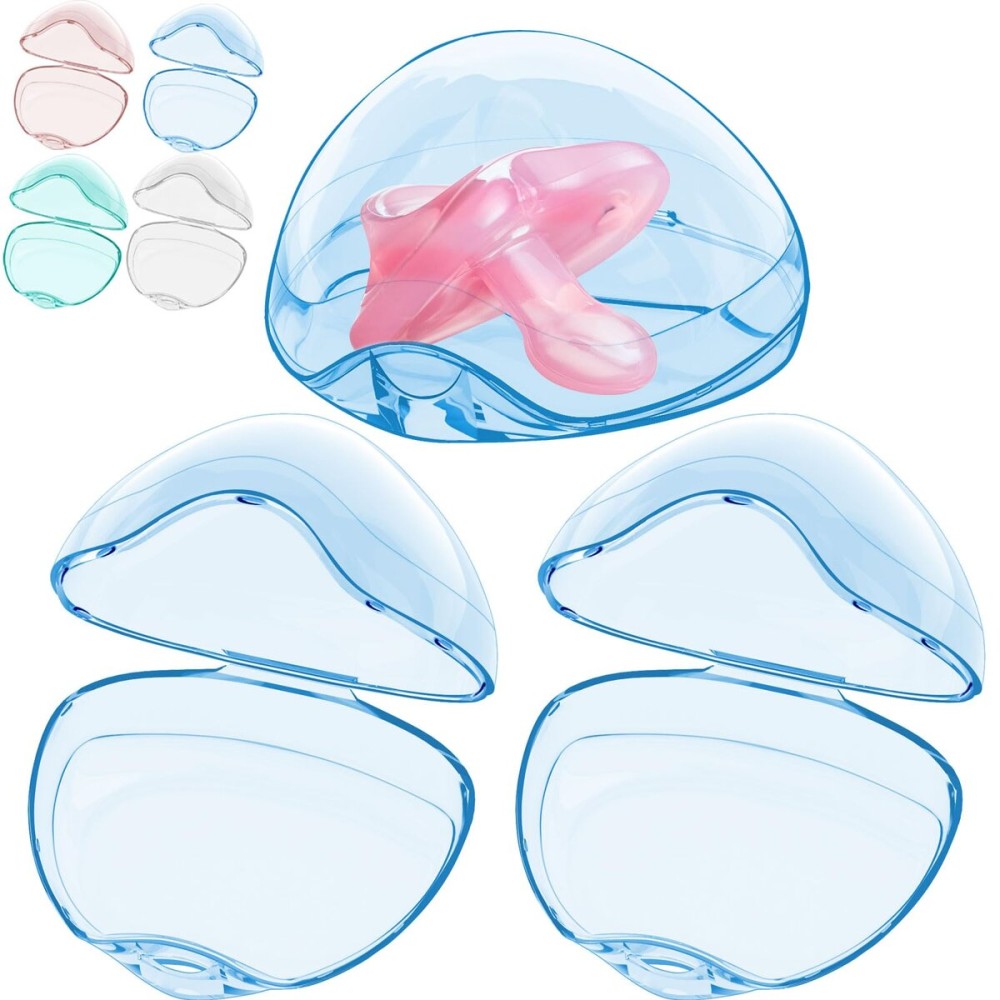 Smlpuame Pacifier Case,3 Pack BPA Free Pacifier Holder Case,Transparent Container Box for Baby BinkyNot Included),Essential Pacifier Accessories,Alway Keep Paci Clean,Easy to Clean(Blue)