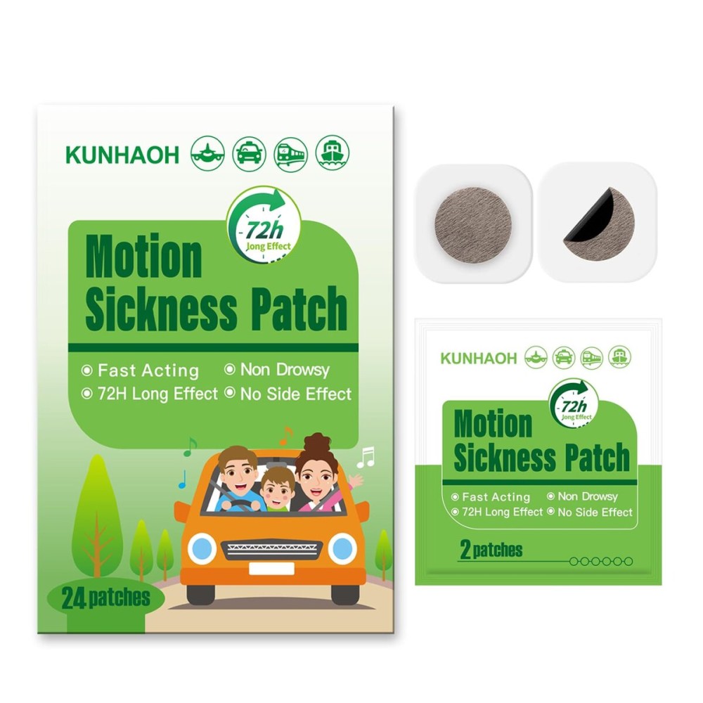 (2026 New) Motion Sickness Patches Non-Drowsy, 100% Natural Motion Sickness Patch(Efficient- Lasts 72 Hours)-for Car Airplane Ship Altitude Sickness(Travel Essentials)-for Adults and Kids(24 Count)