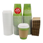 Yes!Fresh Disposable Hot Paper Cup,To Go Hot Cups for Coffee, Hot Liquid, Chocolate, Juice,Suitable for Party, Picnic, Travel, and Events (12 oz, 100 Count,Green)