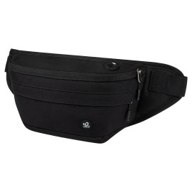 WATERFLY Running Belt Fanny Pack: Runner Marathon Jogging Waist Pack Sport Workout Exercise Fitness Phone Holder Belt for Men Women Jogger Slim Waistband Black