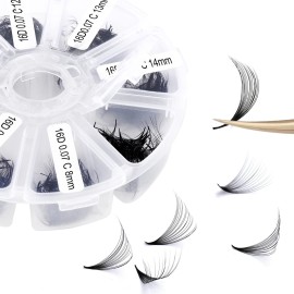 Premade Fans Eyelash Extension 500 Fans Handmade Loose Volume Lashes 16D Pre-made Fans 0.07mm Thickness C/D Curl 9-16mm/13-20mm Mixed Volume Eyelash Extensions (500PCS-16D-0.07-D, 13-20mm mixed)