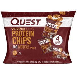 Quest Nutrition BBQ Protein Chips, 19g Protein, 4g Net Carb, Low Carb, Gluten Free, 1.1 oz, 4 count