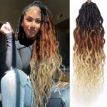Faux Locs Crochet Hair 24Inch Crochet Locs With Curly Ends, 6Packs Boho Faux Locs With Curly Ends Soft Locs Crochet Hair for Black Women Dreadlock Crochett Hair(1B/30/613, 24\'\')
