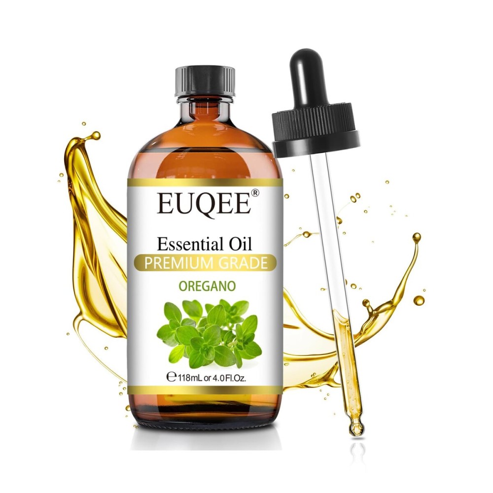 EUQEE Oregano Essential Oil 4oz / 118ML Large Capacity Oregano Oil Pure Aromatherapy Essential Oils with Glass Dropper for Candle Soap Making, Diffusers