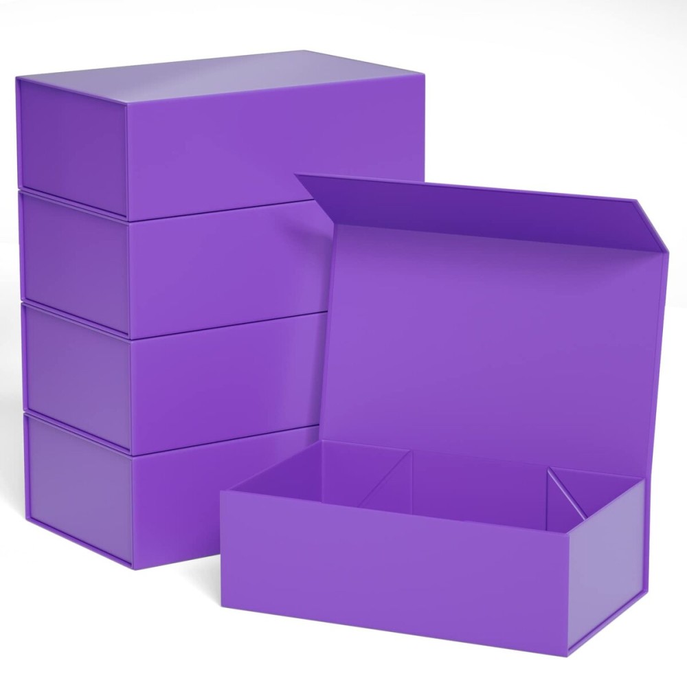 Purple Gift Boxe 12 x 6 x 4 with Magnetic Closure Lid Gift Boxes for Presents,Bridesmaid Gifts Box,Cute Box,Birthday Gift box,Luxury for Gift Packaging, Magnetic Gift Box for Wrapping Gifts (Purple/5PCS)