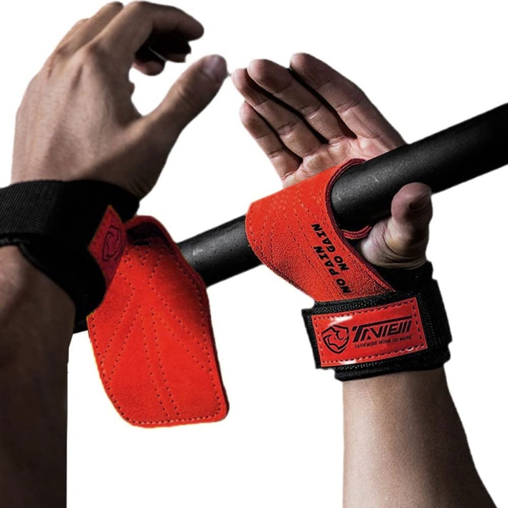 TAVIEW Premium Weight Lifting Wrist Hooks Straps for Maximum Grip Support - Deadlift Gloves and Grip Pads Alternative in Fitness Gym Power Training Like Pull Up Deadlifting & Shrugs