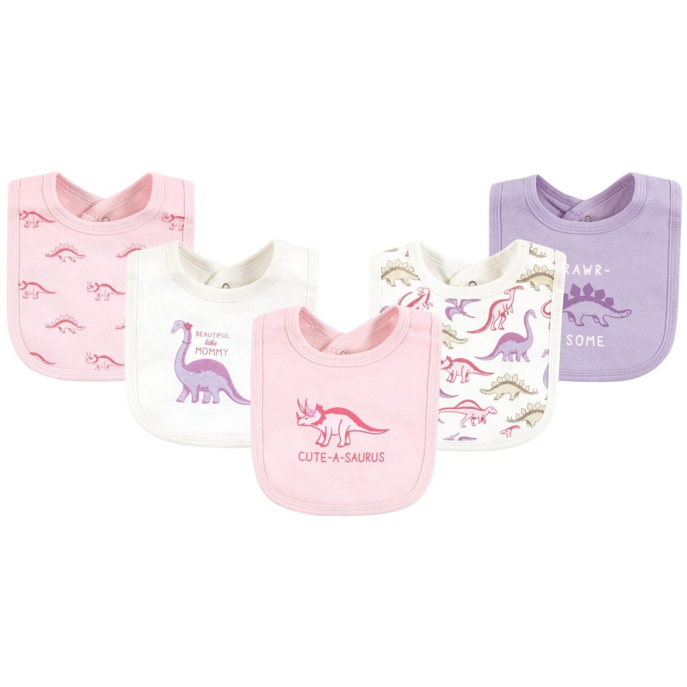 Touched by Nature Unisex Baby Organic Cotton Bibs, Retro Dino, One Size