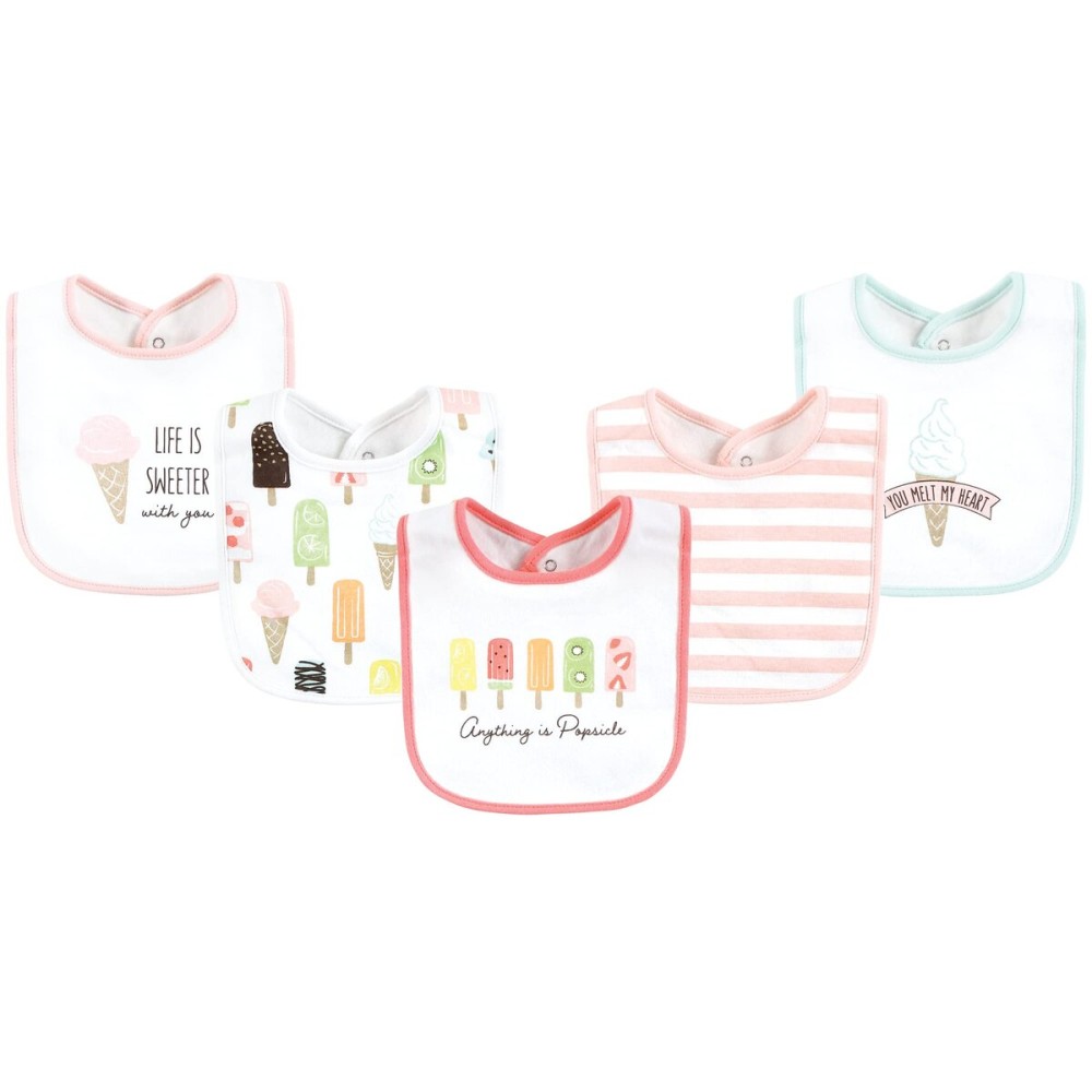 Touched by Nature Unisex Baby Organic Cotton Bibs, Popsicle, One Size