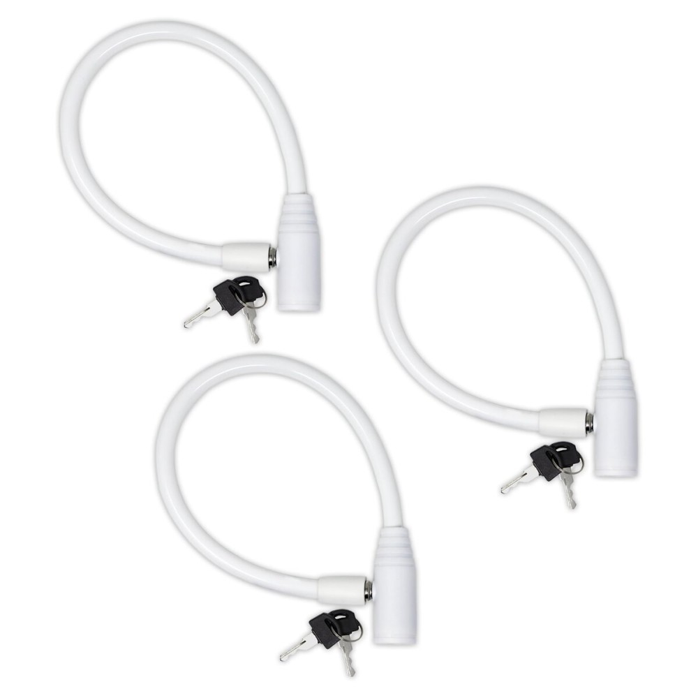 Urban August Child-Proof Refrigerator Lock for Kids & Adults - Lock for French Door Fridge and Cabinet (Regular, White, 3 Pack Keyed Alike)