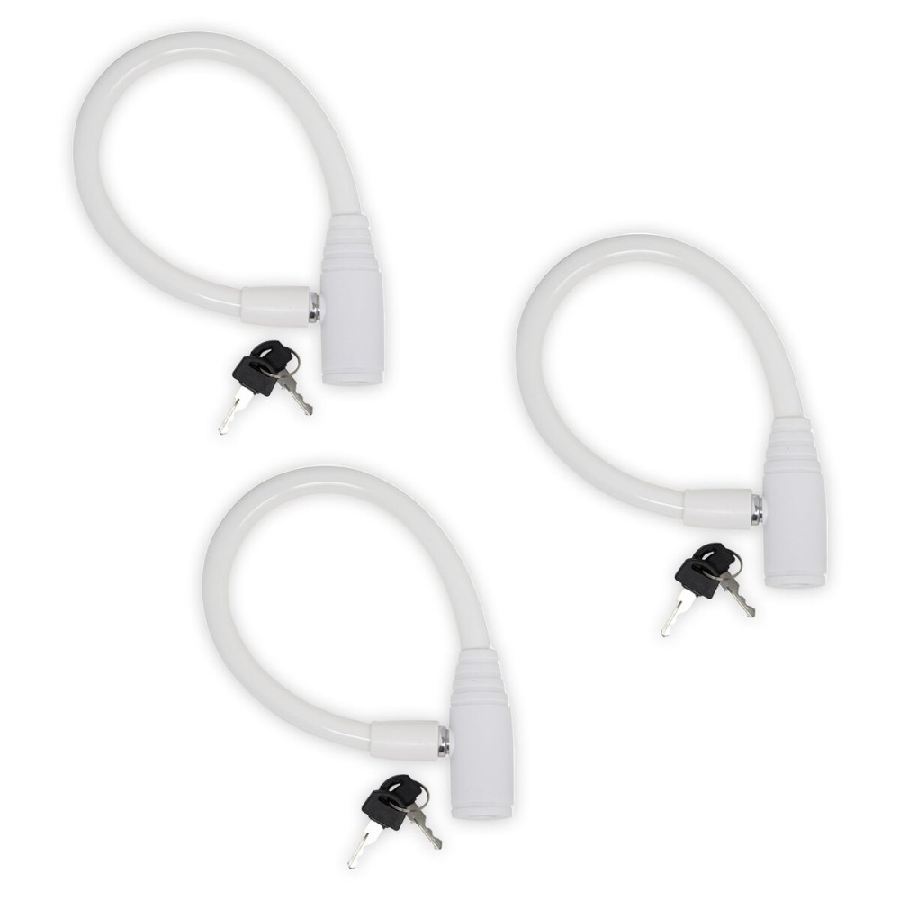 Urban August Child-Proof Refrigerator Lock for Kids & Adults - Lock for French Door Fridge and Cabinet (Small, White - 3 Pack Keyed Alike)