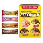 FITCRUNCH Full Size Protein Bars, 6-Layer Baked Bar, 6g of Sugar, Gluten Free & Soft Cake Core (12 Bars, Variety Pack)