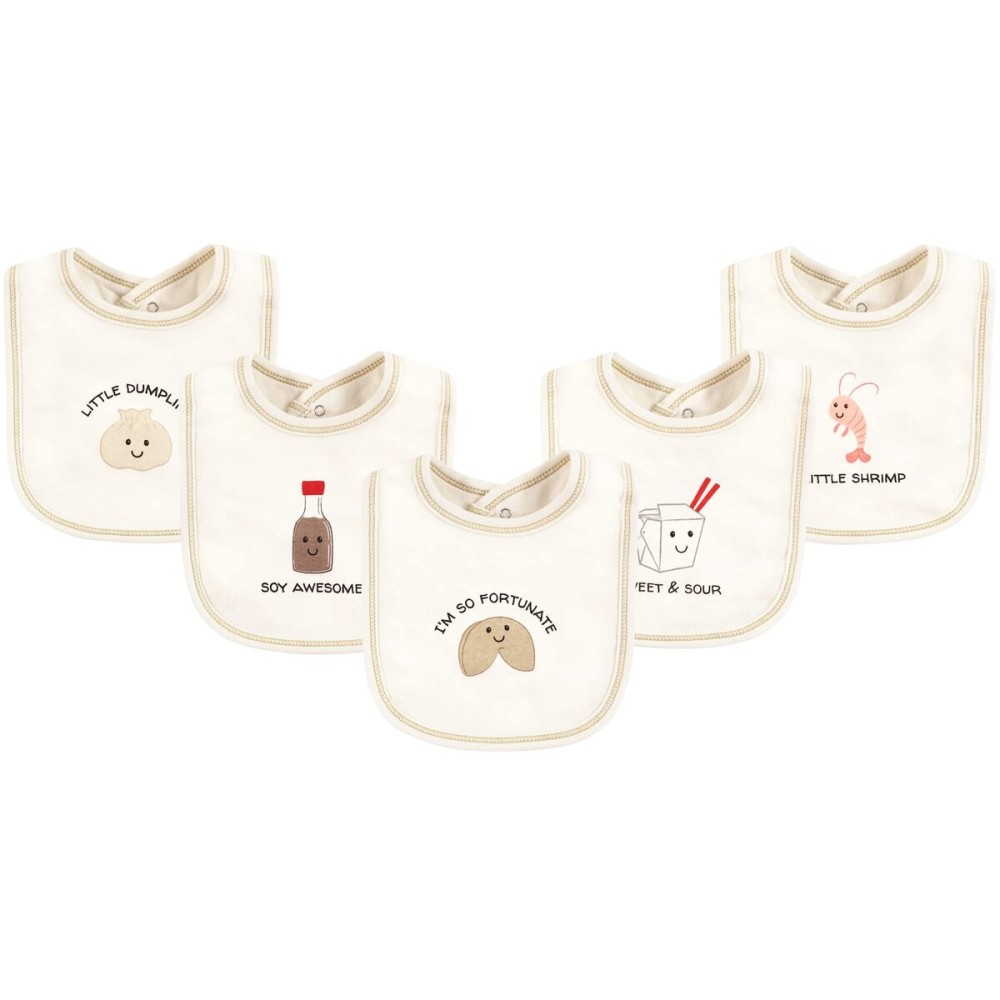 Touched by Nature Unisex Baby Organic Cotton Bibs, Fortune Cookie, One Size