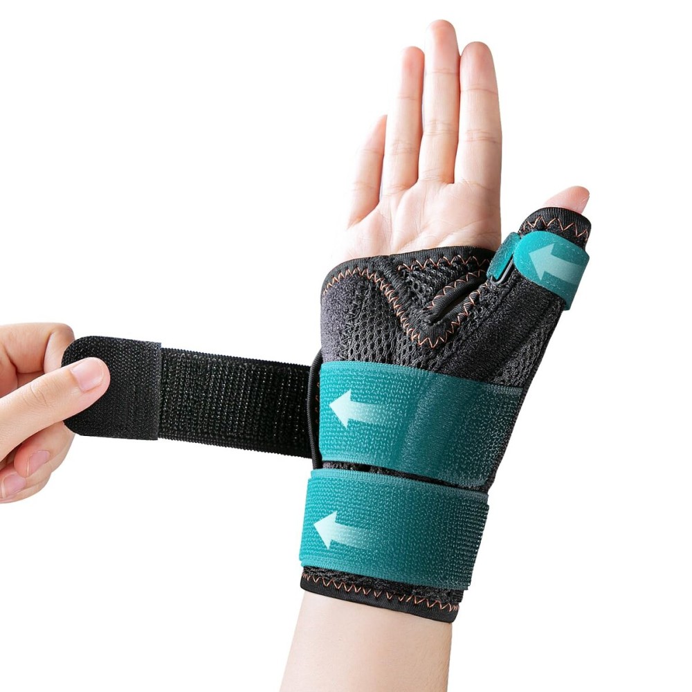 CURECARE New Updated Thumb Brace for Women and Men, Reversible Trigger Thumb Splint for Day & Night Support, Breathable Thumb Stabilizer for Arthritis, Tendonitis, Sprains Thumb Pain Relief (Black)
