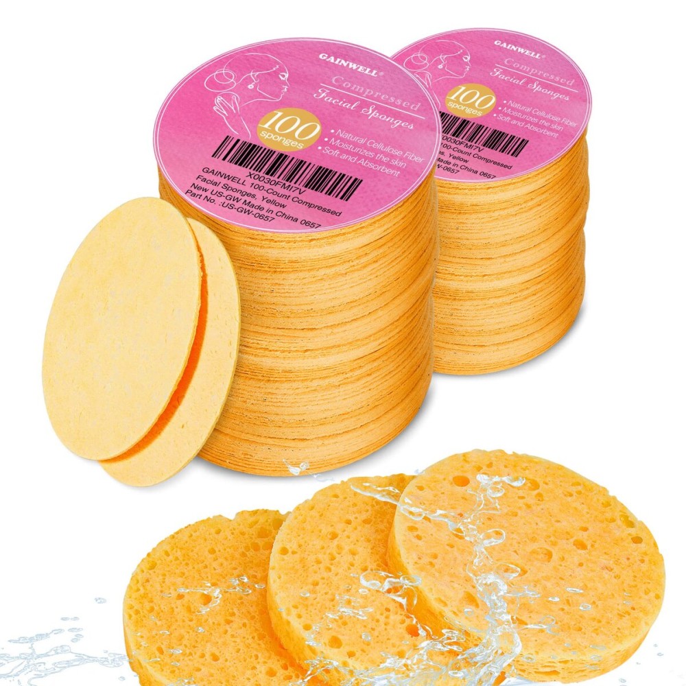 GAINWELL 200PCS Compressed Facial Sponges, Cleansing, for Personal Spa Esthetician Use