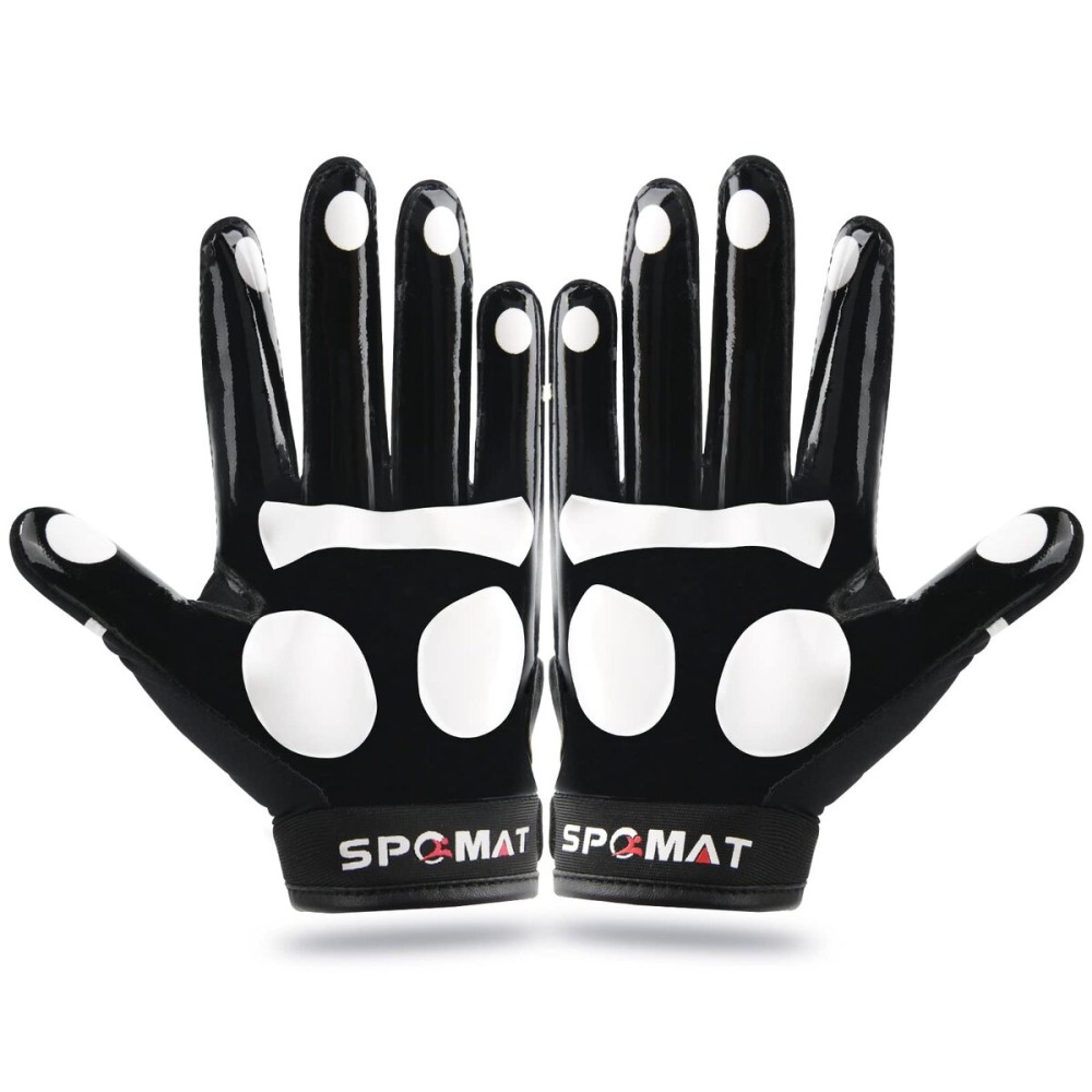 SPOMAT Youth Football Gloves Kids Silicone Grip Receiver Gloves with Super Stick Ability for Best Game Experience, Footprint XL