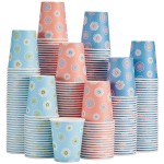 SIUQ 300 Pack Paper Cups 8 oz, Disposable Coffee Cups, Paper Coffee Cups 8 oz, Colourful Hot/Cold Beverage Drinking Cup for Water Juice or Tea, Office Party Home Travel - Daisy