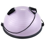 ZELUS Balance Ball Trainer with Resistance Bands & Foot Pump, 23 Inch Inflatable Yoga Half Ball for Home Gym Workouts, Core Strength Fitness and Balance Training - 330lb Weight Capacity (Lilac)