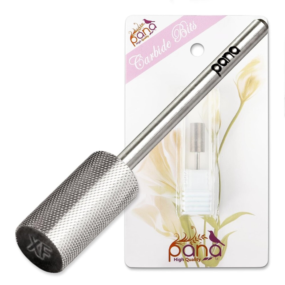 PANA Flat Top Large Barrel 3/32 Shank Size - (Silver, Extra Fine Grit) - Fast remove Acrylic or Hard Gel Nail Drill Bit for Manicure Pedicure Salon Professional or Beginner