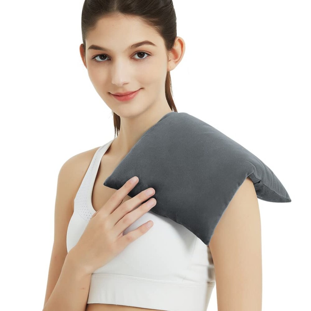 Heating Pad Microwavable with Washable Cover, 8 x 12 Multipurpose Microwave Heating Pad for Neck and Shoulders, Moist Heat Bean Bag Warm Compress for Knee, Muscles, Joints, Wrist, Abdomen (Dark Gray)