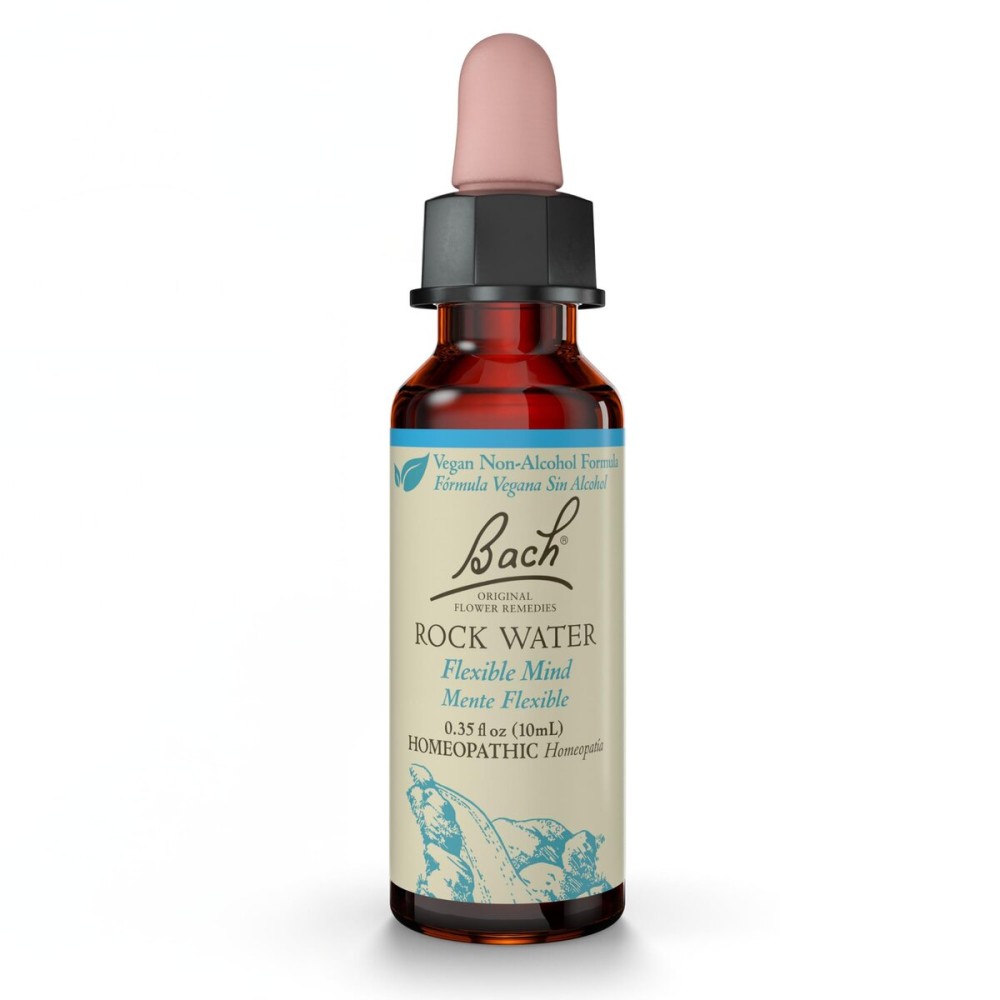 Bach Original Flower Remedies, Rock Water (Non-Alcohol Formula) - Flexible Mind - Natural Homeopathic Flower Essence for Emotional Balance - Vegan, Gluten Free, Sugar Free - 10mL Dropper