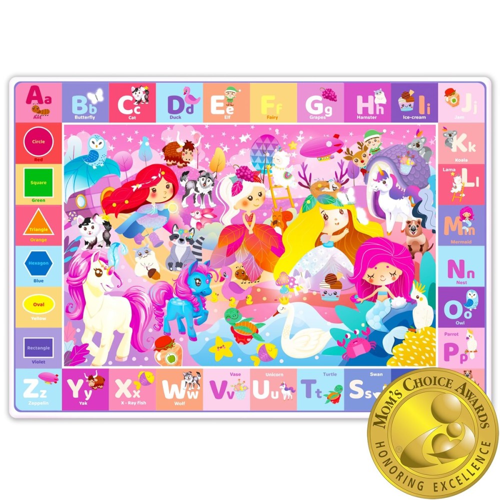 Quokka ABC Play Mat for Babies Toddlers & Kids - Super Soft Plush Extra Thick 0.3in Large Alphabet Nursery Rug with Unicorn Princess - Padded Foldable Non-Slip Mat - Gift for Boys and Girls