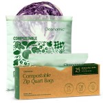 Cleanomic Compostable* Quart Size Food Storage Bags (25 Eco Zip) Freezer and Leak Proof, Also Available Gallon, Snack and Sandwich Size Bags