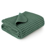 Konssy Waffle Baby Blanket - Soft & Cozy Nursery Swaddle Blanket, Lightweight Toddler Throw for Boys & Girls, Ideal for Wrapping(Green)