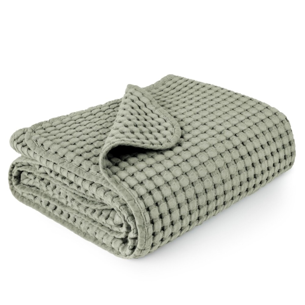 Konssy Waffle Baby Blanket - Soft & Cozy Nursery Swaddle Blanket, Lightweight Toddler Throw for Boys & Girls, Ideal for Wrapping(Amy Green)