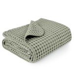 Konssy Waffle Baby Blanket - Soft & Cozy Nursery Swaddle Blanket, Lightweight Toddler Throw for Boys & Girls, Ideal for Wrapping(Amy Green)