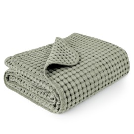 Konssy Waffle Baby Blanket - Soft & Cozy Nursery Swaddle Blanket, Lightweight Toddler Throw for Boys & Girls, Ideal for Wrapping(Amy Green)