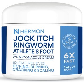 Hermon Jock Itch Antifungal Cream, Ringworm Treatment for Humans, Psoriasis Treatment, Psoriasis Scalp Treatment, Ringworm Cream for Humans, Foot & Body Balm, Provides Soothing Relief-100ml