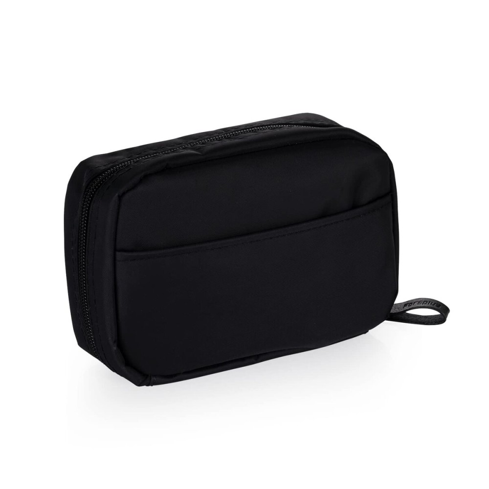 Hekyip Rectangular Beauty Bag, Small Travel Makeup Bag for Purse, Portable Waterproof Cosmetic Pouch for Ladies Women (Rectangular All Black)