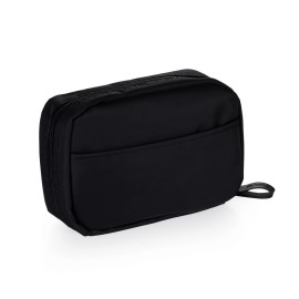 Hekyip Rectangular Beauty Bag, Small Travel Makeup Bag for Purse, Portable Waterproof Cosmetic Pouch for Ladies Women (Rectangular All Black)