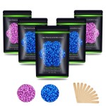 Auperwel Wax Beads for Hair Removal 1.1 lb (17.6 oz), Hard Wax Beads for Sensitive Skin - Brazilian, Face, Bikini, Legs, Eyebrow, Painless Waxing Beads Kit for Women Men, 5 Packs with 10 Wax Sticks